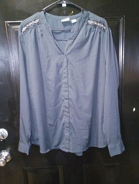Women's "Jaclyn Smith Collection" Dark Charcoal/Navy Blouse size 2 XL